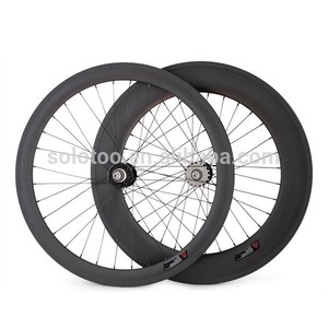 Carbón bici fija del engranaje ruedas 700C 50 / 88 mm tubular de la rueda del ciclo con novatec 165 / 166SBT hubs - Product Image 1