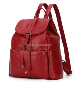 Donne luminoso <span class=keywords><strong>rosso</strong></span> morbido cuoio dell'unità di elaborazione <span class=keywords><strong>zaino</strong></span> alla moda <span class=keywords><strong>zaino</strong></span> in viaggio o sacchetto di scuola - Product Image 3