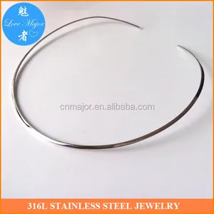 Choker collar necklace new shiny silver 2mm flat round can stamp your logo support oem customized