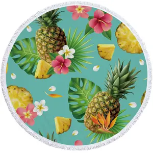 Pineapple Banana Leaf Strelitzia Coconut Tree Cartoon Print Direct Microfiber Beach Towel