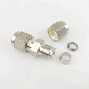 SS316L Material swagelok type compression fittings with double ferrules nut 1/8 to 1 inch