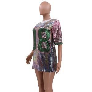 Sorority Abbigliamento Delta 1913 Sequin di Bling di Scintillio Rotondo Casuale Vestiti del Collo T Camicia Mezza Manica Della Camicia - Product Image 6