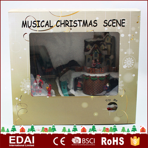 2017 colorido pintado escena de nieve polyresin decoración <span class=keywords><strong>casas</strong></span> de pueblo de Navidad con música - Product Image 6