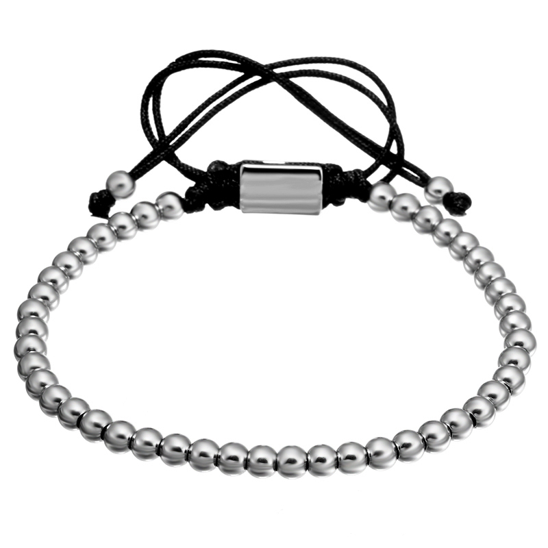 4mm Ronde Titane Acier Perles Tressé Macrame Bracelets