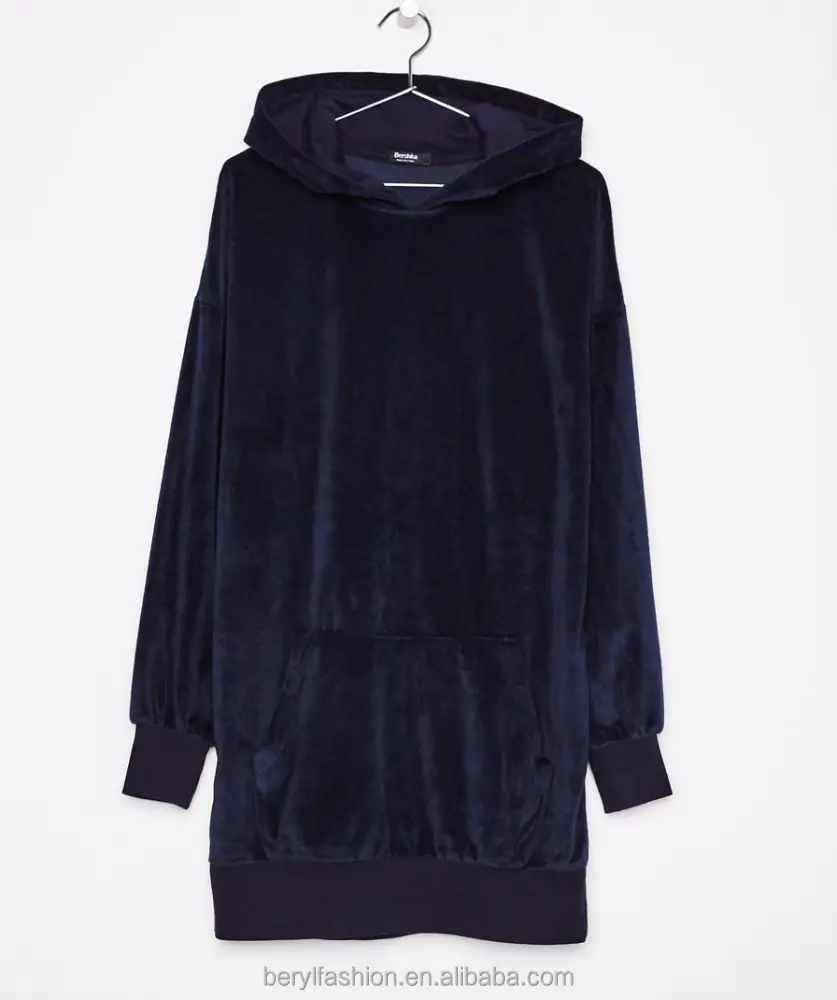 OEM factory women velour long hoodies with hoodie sweater