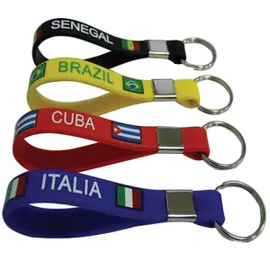 wholesale cheap promotional customized print logo text silicone key chain