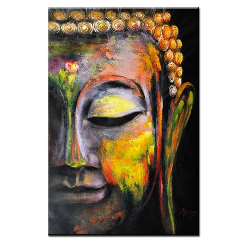 Belle qualità economico volto di budda stampato pittura a olio di arte della parete