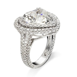 Big <span class=keywords><strong>Heart</strong></span> Shape <span class=keywords><strong>Ring</strong></span> 925 Sterling Silver 300pcs Zircon CZ Noivado Anéis de Casamento Para As Mulheres Bridal Jewelry