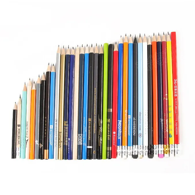 Custom Logo Personalized Printed Cheap Bulk Kids Hotel Lapices Standard Pencils Basics Wood Presharpened Pencil Without Eraser