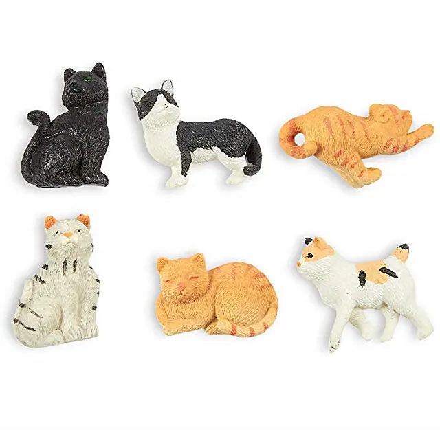 Lot de 6 aimants Souvenir d'animaux en forme de chat, Magnets de réfrigérateur, en résine personnalisés, amusants, vente en gros, Souvenir