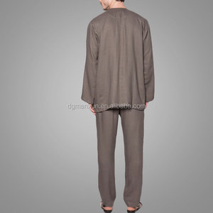Vente en gros en ligne d'usine vêtements islamiques pour hommes musulmans costume Baju Melayu confortable motifs arabes <span class=keywords><strong>Jubba</strong></span> ensemble haut et pantalon - Product Image 4