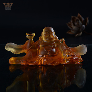 Estatua de Buda Sonriente de Cristal Esmaltado de Colores Liuli <span class=keywords><strong>Maitreya</strong></span>: Todo Va Bien - Product Image 3