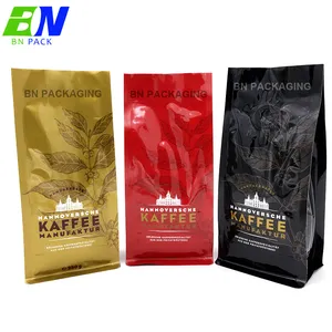 Aluminum Foil Coffee Bag Customized Hot Stamping Moisture Proof Flat Bottom Aluminum Foil Zipper Bag Coffee Packaging Bag For Coffee/food