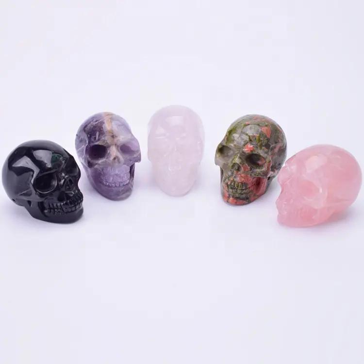 Exquisite Design 1.5 inch 2 inch Wholesale Carved Stone Small Crystal Skull