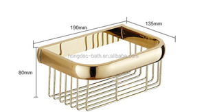 Brass Golden Eco-Friendly Homedec Shower Caddy Square Bath <strong>Basket</strong> Storage <strong>Wall</strong> Mounted <strong>Hanging</strong> Organizer - Product Image 6