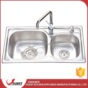 OEM bon prix qualité assuré en acier inoxydable 304 dessus du comptoir de cuisine évier double bol - Product Image 6
