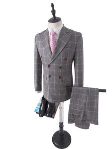 MA112 3 pezzi abiti da uomo abito da sposa su misura doppio petto grigio griglia sposa Costume da sposa Plus Size abito uomo - Product Image 2