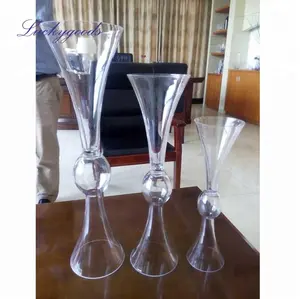 LHP005 Vases à fleurs en verre transparent, accessoires de centre de Table de mariage, evénement de fête, décoration de scène, Vase trompette