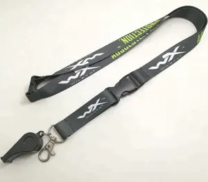 china manufacturer custom breakaway whistle lanyard in sublimation printing