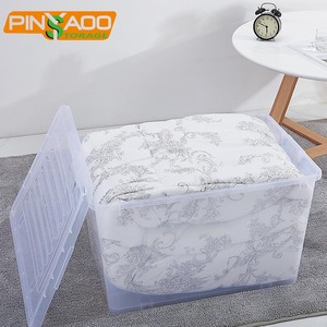 Quilt Storage Box Storage Plastic Lidded Storage Boxes 70L Large Size Clear Plastic Quilt Duvet Comforter Stackable Storage Box With Lid