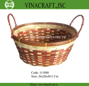 Cesta de almacenamiento tejida de bambú hecha a mano de Vietnam con patrón decorativo para cocina o uso de recuerdo Producto de artesanía de Bambú - Product Image 5