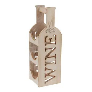 Taglio laser personalizzata bottiglia di vino cremagliera di legno cremagliera del vino