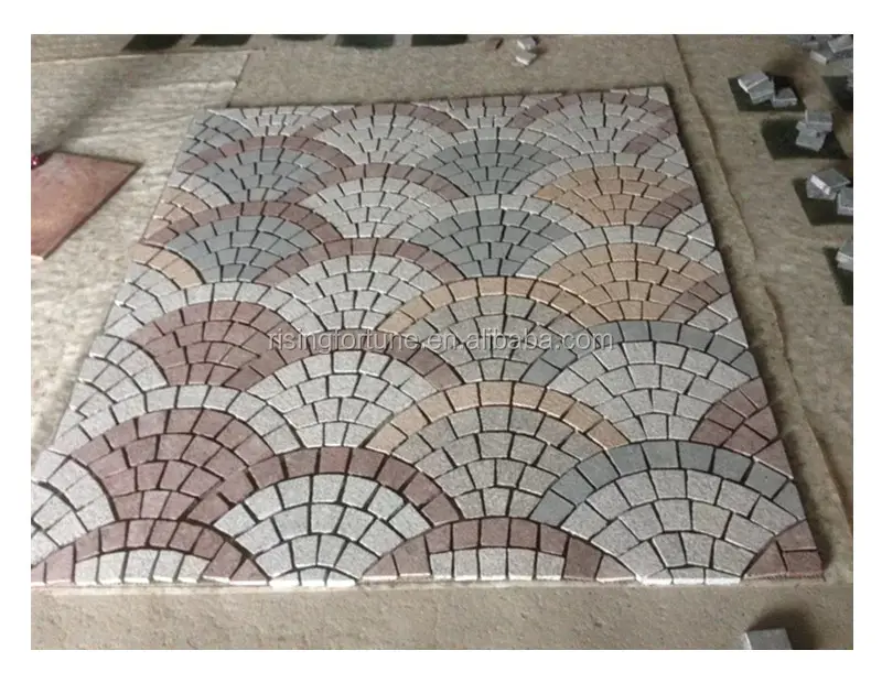Stone fan pattern patio pavers