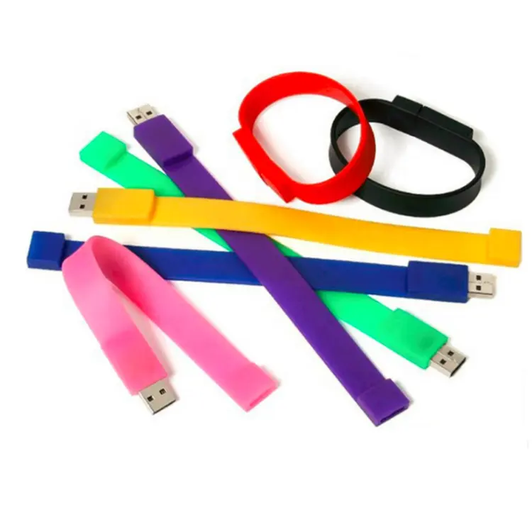 Multi color silicone wrist band bracelet flash drive usb stick
