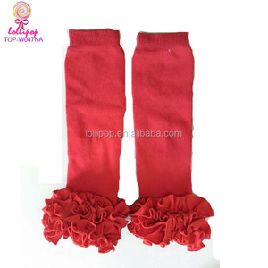 Katı zeytin üçlü fırfır diz yüksek bebek çorap bacak isıtıcıları örme pamuk okul kız çocuk fırfır buzlanma Boot çorap - Product Image 6