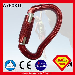 Mousqueton d'escalade en aluminium A760KTL - Conception compacte à verrouillage par torsion pour l'extérieur, finition anodisée, certifié CE/UIAA, résistance à la rupture de 25KN - Product Image 2