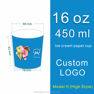 16oz 500ml personalizzato doppio PE freddo frozen yogurt gelato tazza di carta calda tazza di zuppa di ciotola contenitore con la carta coperchio - Product Image 4