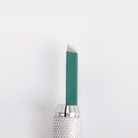 Aiguilles de tatouage à sourcils incurvées, vert, 0.20mm, 16F, pour maquillage Permanent, manuelle, 1 pièce