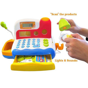 Jeu de jouets caisse enregistreuse pour enfants en plastique durable Jeu de simulation de son électronique avec microphone Scanner <span class=keywords><strong>Calculatrice</strong></span> Groupe d'âge alimentaire Enfant - Product Image 3
