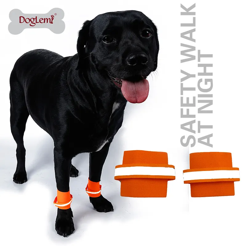 Atacado Soft Refletindo Nylon Pulseira De Pet Dog Segurança Wrist Band