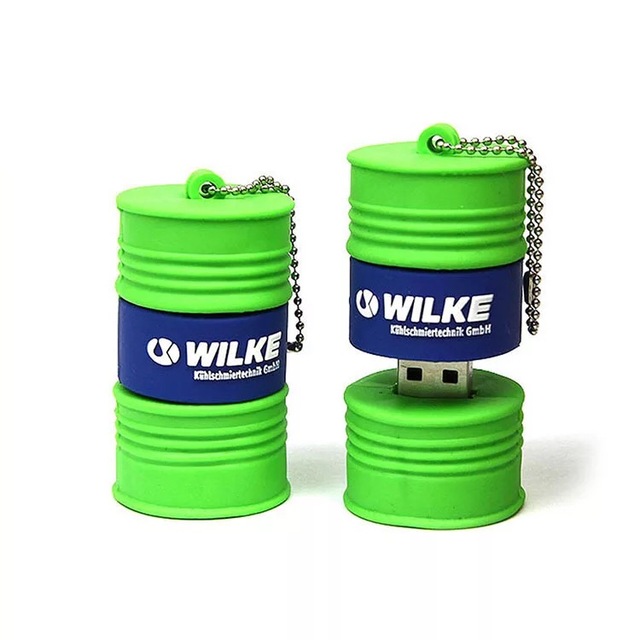 Custom 3D Oil Drum Silicone USB 3.0 Flash Drive 128GB Durable Logo Printing Factory Wholesale Price Promotional Gifts