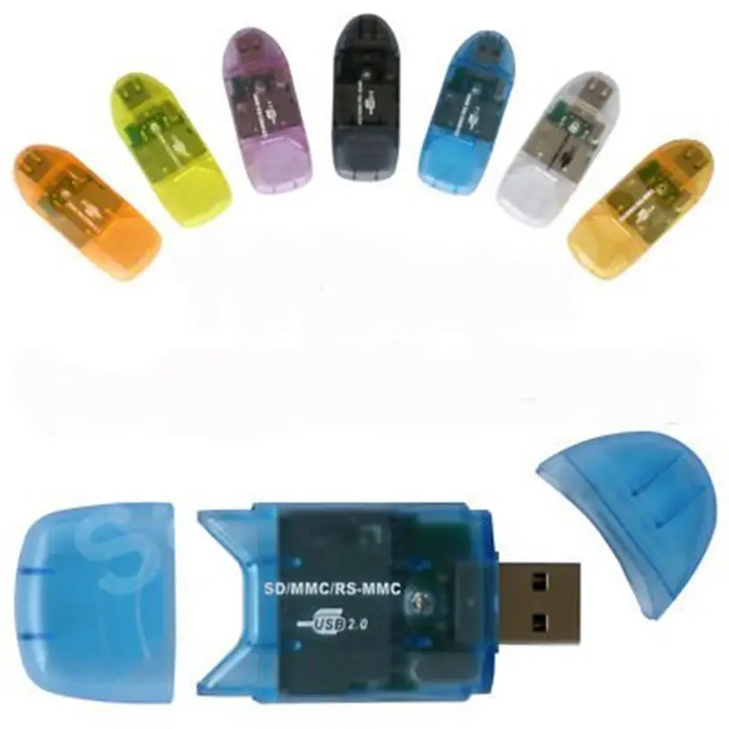 USB Card reader tudo em 1 USB 2.0 Mini Transparente Multifunções CF TF SD XD MS Multi-card Memory Card Reader Adapter