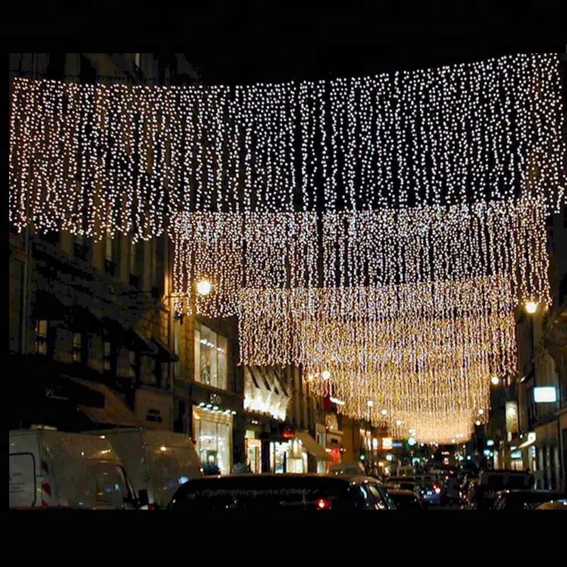 Уличные раздвижные драпированные светодиодные занавески, сказочные огни для праздника, Рождества, свадьбы, украшения двора