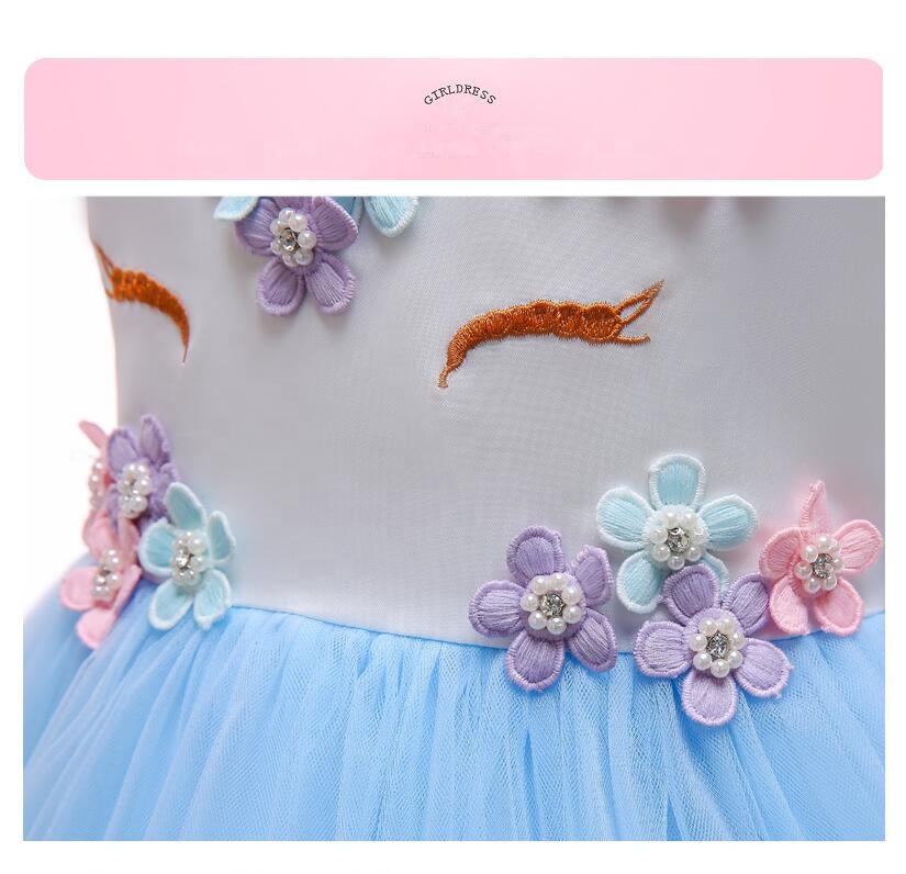 New Style Unicorn Princess Dresses For Girls Halloween Birthday Party Costumes Unicorn Flower Tutu Skirt