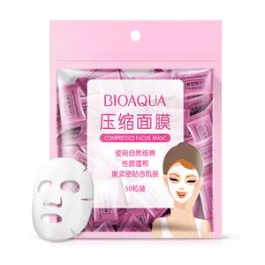 Private label Bioaqua Rotonda di Vendita Calda Puro cotone Nutriente Semplice E Pulito Umido Cosmetici maschera compressa