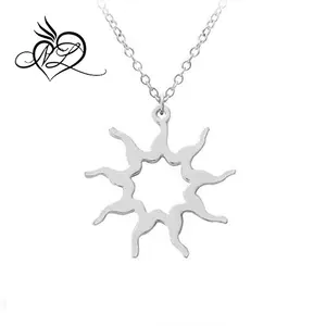 New Fashion Stainless Steel Flaming Sun Necklace 3 Colors Supernatural Gothic Style Pendant Necklace