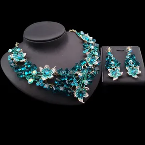 Neue design fluss stein schmuck 18 karat nahen osten für immer kristalle schmuck set