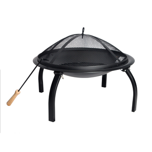 22 Fire Pits SEJR 22 Inch Black Fire Pit Outdoor Steel Fire Basket 56X56X42cm