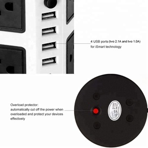 Venta directa del proveedor <span class=keywords><strong>8</strong></span> vías 4 puertos USB Regletas de alimentación Protector contra sobretensiones Enchufe eléctrico - Product Image 4