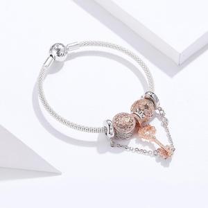Nuovo Arrivo In Oro Rosa di Colore Originale Braccialetti di Fascino per Le Donne del Fiore della Margherita di Amore Del Pendente di Fascini Chiave Solido Gioielli In Argento 925 - Product Image 3