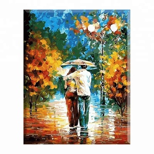 Alta calidad pinturas decorativas de los <span class=keywords><strong>amantes</strong></span> en la lluvia de otoño pintura al óleo - Product Image 1