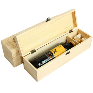 Caja de almacenamiento de madera para botellas de <span class=keywords><strong>vino</strong></span>, caja de regalo con bisagras y cierre de madera de pino, Etiqueta Privada - Product Image 2