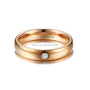 POYA Nhẫn Cưới Vonfram Bán Sỉ Nhẫn Đính Hôn Đính Hôn Đính Đá <span class=keywords><strong>CZ</strong></span> Màu Vàng Hồng 4 Mm Cho Nữ - Product Image 4