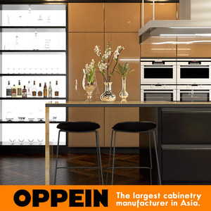 2016 El Último Diseño Moderno Laca Gabinete De Cocina de la Isla de Lujo de Oro Negro - Product Image 5