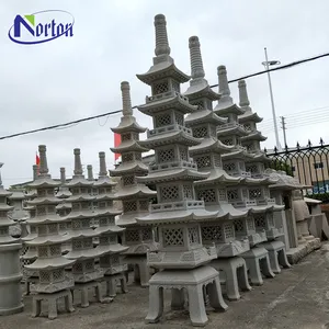 Lanterna de decoração japonesa de mármore natural, popular, pedra de jardim pagode