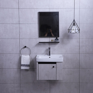 Nuevo Mueble de Baño Compacto y Pequeño de PVC Impermeable con Espejo y Lavabo para Apartamento - Product Image 1